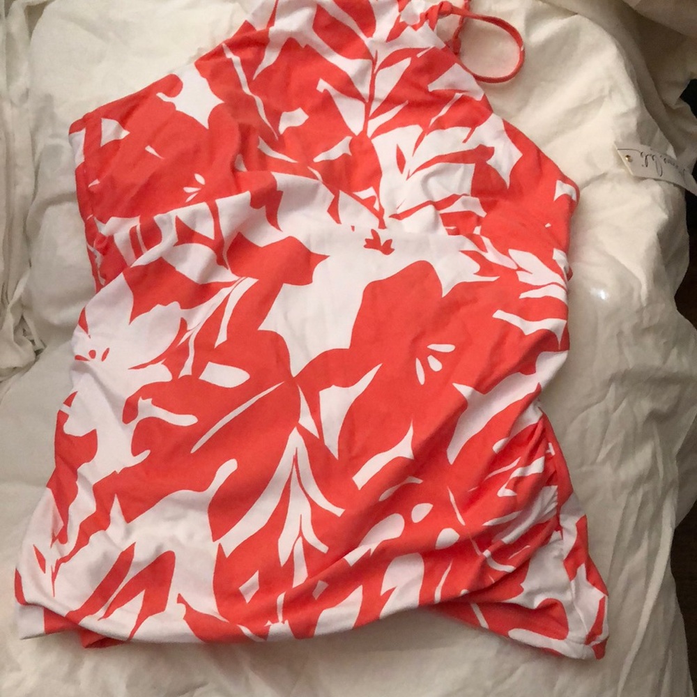 New tags on Anne Cole (M) bathing suit top orange and white floral print